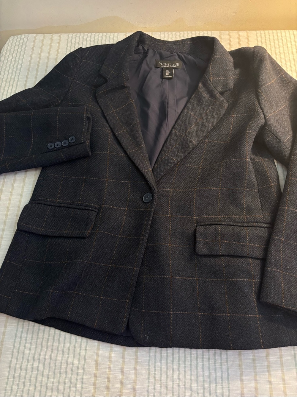 Rachel Zoe Navy Blazer with Subtle Tan Windowpane